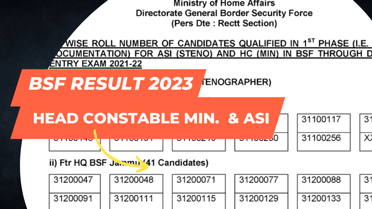 BSF Head Constable 2023 Result